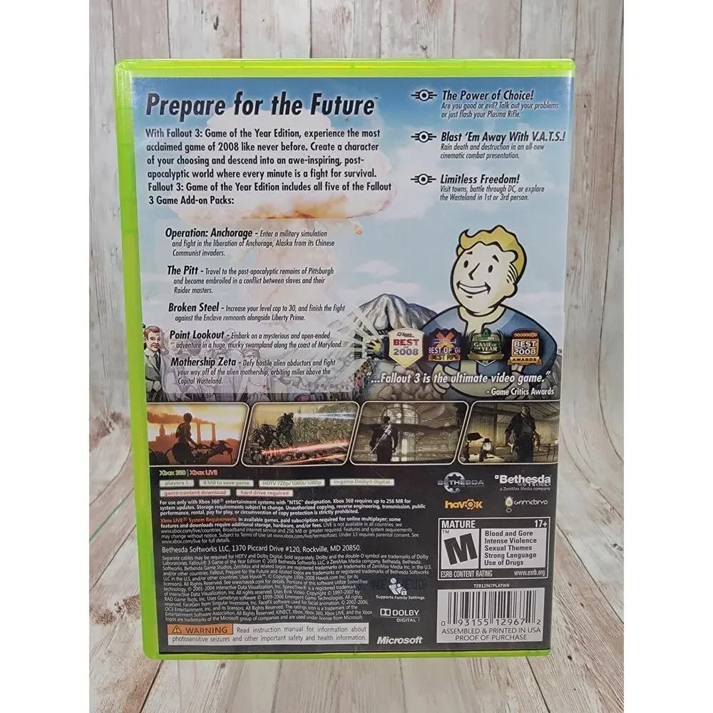 Fallout 3 Game of the Year Edition Microsoft Xbox 360 Platinum Hits Best Seller
